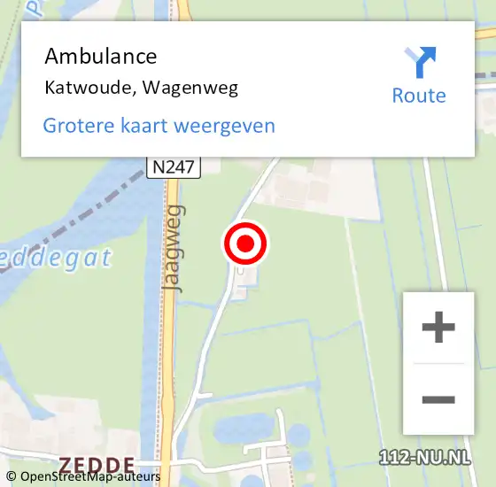 Locatie op kaart van de 112 melding: Ambulance Katwoude, Wagenweg op 2 november 2023 13:57