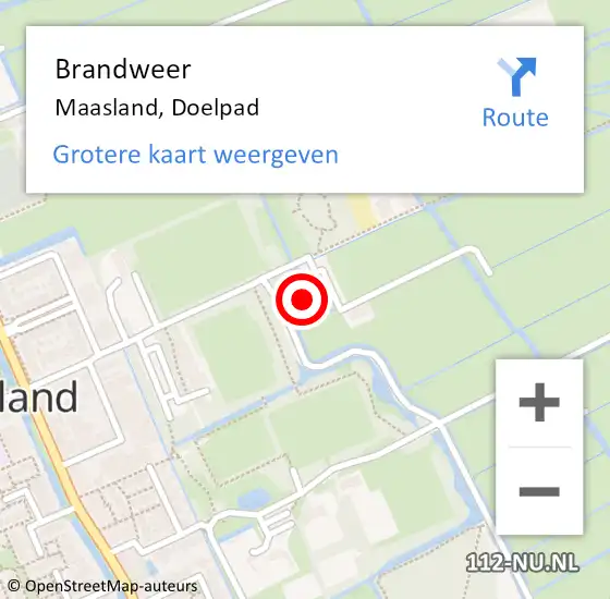 Locatie op kaart van de 112 melding: Brandweer Maasland, Doelpad op 2 november 2023 13:58