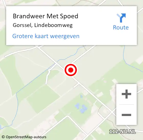 Locatie op kaart van de 112 melding: Brandweer Met Spoed Naar Gorssel, Lindeboomweg op 2 november 2023 14:01