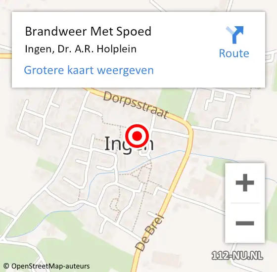 Locatie op kaart van de 112 melding: Brandweer Met Spoed Naar Ingen, Dr. A.R. Holplein op 2 november 2023 14:04