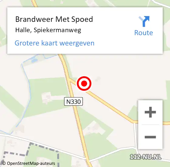 Locatie op kaart van de 112 melding: Brandweer Met Spoed Naar Halle, Spiekermanweg op 2 november 2023 14:10