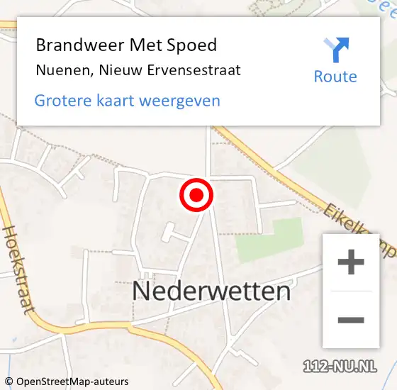 Locatie op kaart van de 112 melding: Brandweer Met Spoed Naar Nuenen, Nieuw Ervensestraat op 2 november 2023 14:12