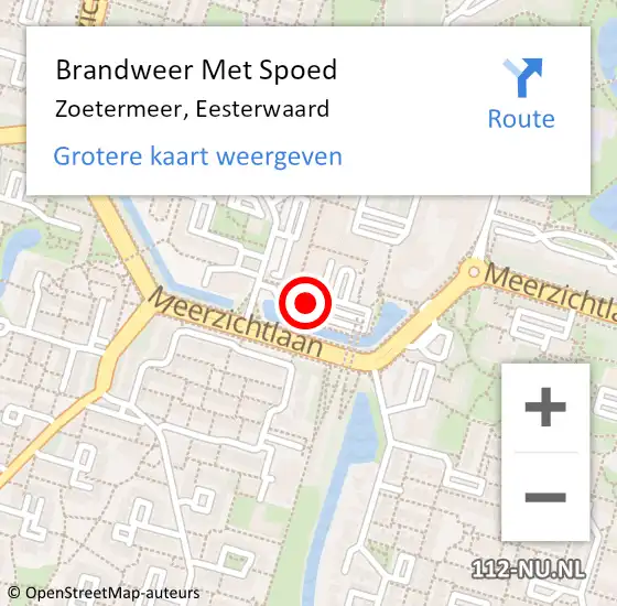 Locatie op kaart van de 112 melding: Brandweer Met Spoed Naar Zoetermeer, Eesterwaard op 2 november 2023 14:12