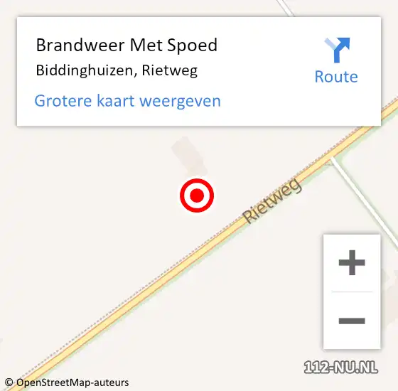 Locatie op kaart van de 112 melding: Brandweer Met Spoed Naar Biddinghuizen, Rietweg op 2 november 2023 14:13
