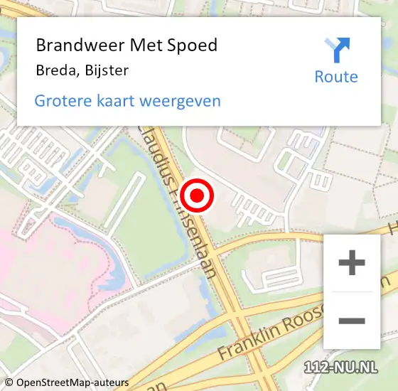 Locatie op kaart van de 112 melding: Brandweer Met Spoed Naar Breda, Bijster op 2 november 2023 14:14