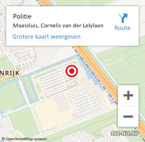 Locatie op kaart van de 112 melding: Politie Maassluis, Cornelis van der Lelylaan op 2 november 2023 14:22