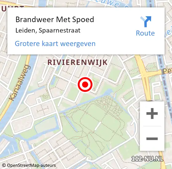 Locatie op kaart van de 112 melding: Brandweer Met Spoed Naar Leiden, Spaarnestraat op 2 november 2023 14:32