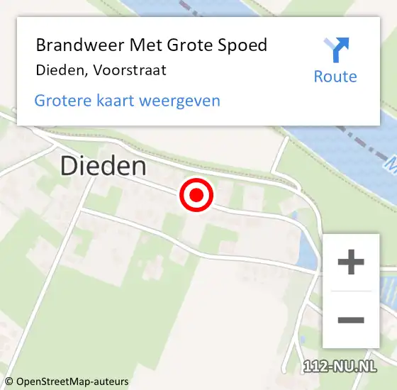Locatie op kaart van de 112 melding: Brandweer Met Grote Spoed Naar Dieden, Voorstraat op 2 november 2023 14:37