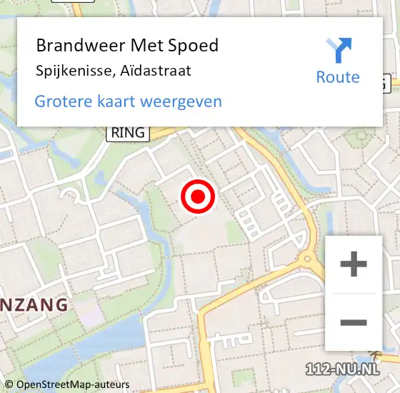 Locatie op kaart van de 112 melding: Brandweer Met Spoed Naar Spijkenisse, Aïdastraat op 2 november 2023 14:45