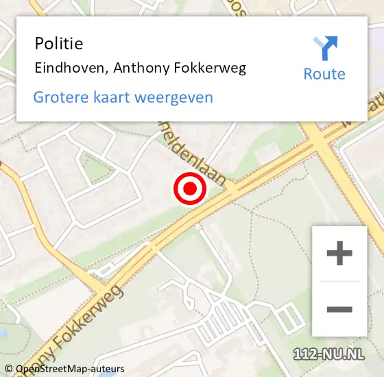 Locatie op kaart van de 112 melding: Politie Eindhoven, Anthony Fokkerweg op 2 november 2023 14:46
