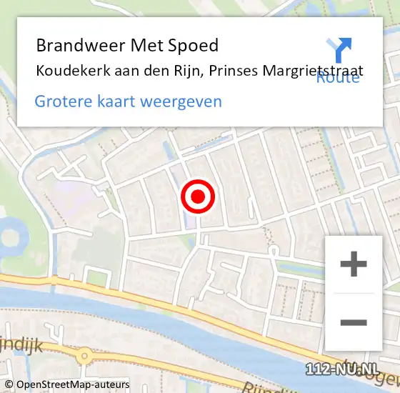 Locatie op kaart van de 112 melding: Brandweer Met Spoed Naar Koudekerk aan den Rijn, Prinses Margrietstraat op 2 november 2023 14:49