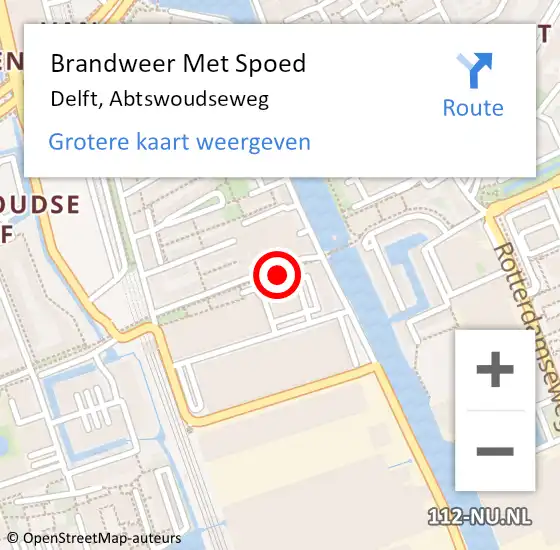 Locatie op kaart van de 112 melding: Brandweer Met Spoed Naar Delft, Abtswoudseweg op 2 november 2023 14:50
