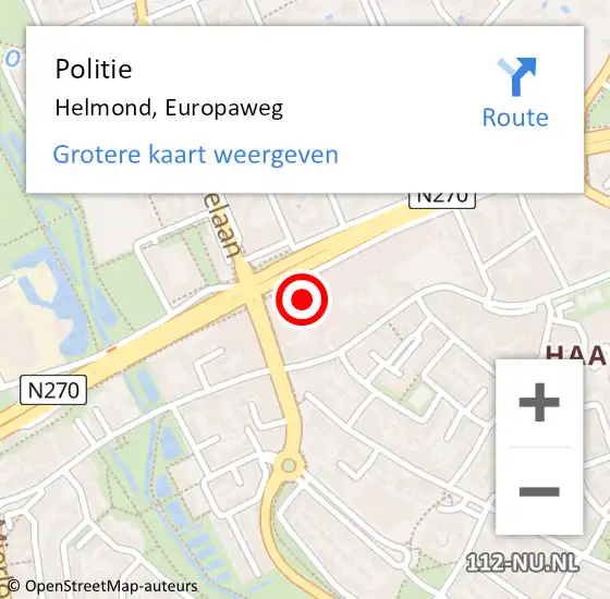 Locatie op kaart van de 112 melding: Politie Helmond, Europaweg op 2 november 2023 14:51