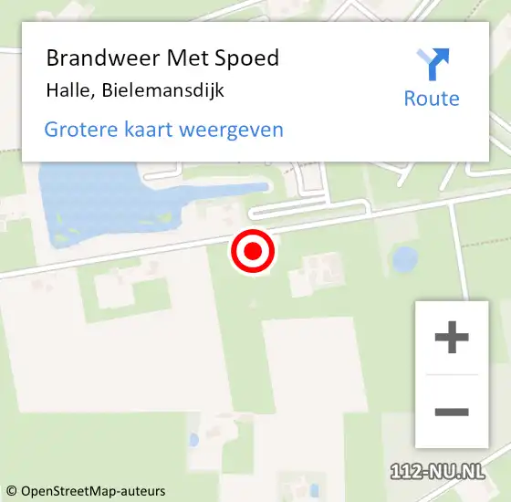 Locatie op kaart van de 112 melding: Brandweer Met Spoed Naar Halle, Bielemansdijk op 2 november 2023 14:51