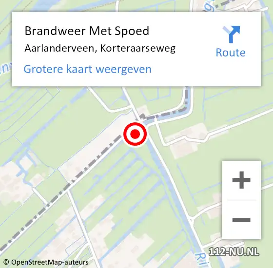 Locatie op kaart van de 112 melding: Brandweer Met Spoed Naar Aarlanderveen, Korteraarseweg op 2 november 2023 15:04