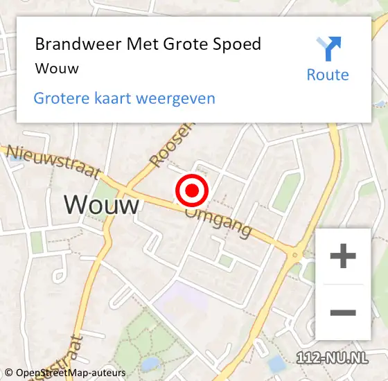 Locatie op kaart van de 112 melding: Brandweer Met Grote Spoed Naar Wouw op 2 november 2023 15:05