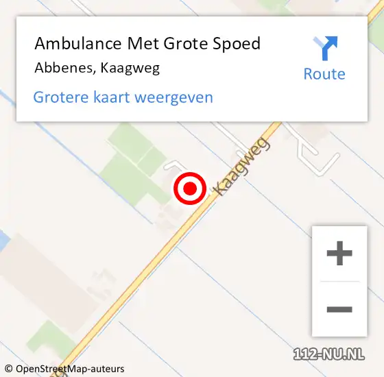 Locatie op kaart van de 112 melding: Ambulance Met Grote Spoed Naar Abbenes, Kaagweg op 2 november 2023 15:06