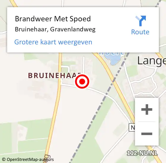 Locatie op kaart van de 112 melding: Brandweer Met Spoed Naar Bruinehaar, Gravenlandweg op 2 november 2023 15:06