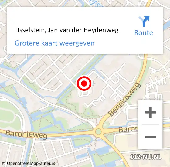 Locatie op kaart van de 112 melding:  IJsselstein, Jan van der Heydenweg op 2 november 2023 15:10