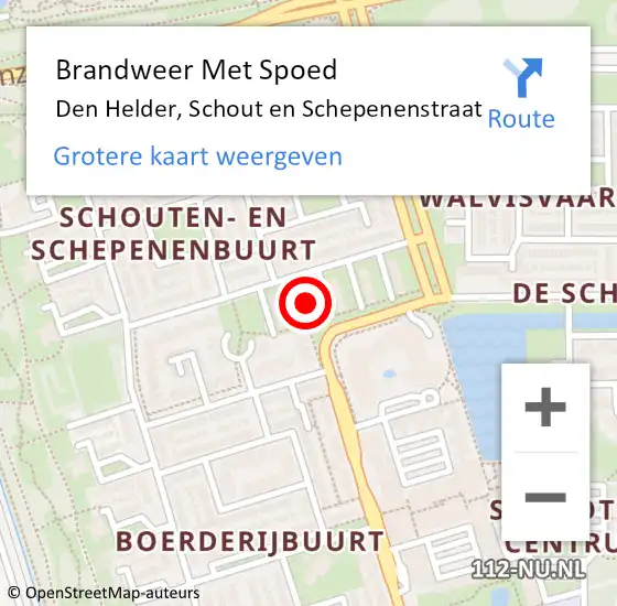 Locatie op kaart van de 112 melding: Brandweer Met Spoed Naar Den Helder, Schout en Schepenenstraat op 2 november 2023 15:13