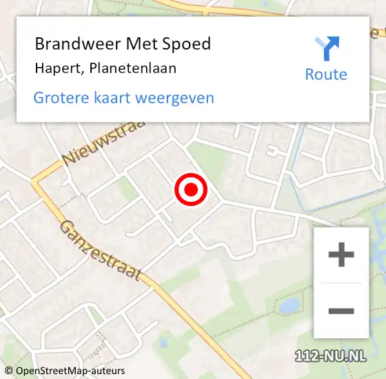 Locatie op kaart van de 112 melding: Brandweer Met Spoed Naar Hapert, Planetenlaan op 2 november 2023 15:21