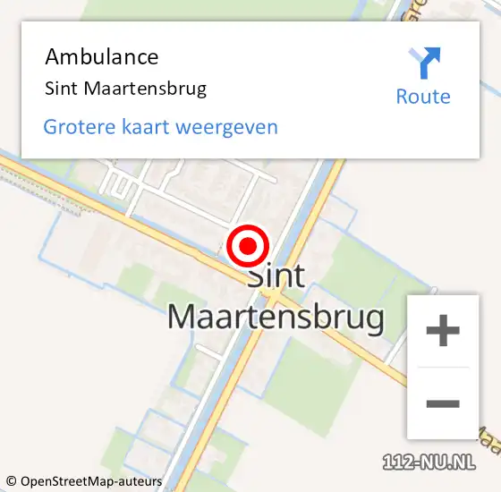 Locatie op kaart van de 112 melding: Ambulance Sint Maartensbrug op 2 november 2023 15:21