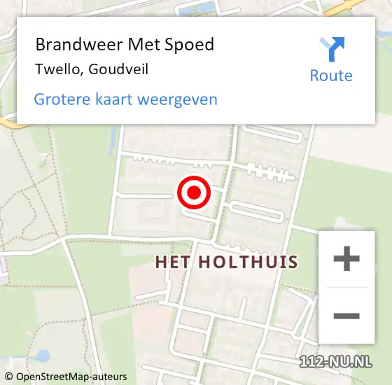 Locatie op kaart van de 112 melding: Brandweer Met Spoed Naar Twello, Goudveil op 2 november 2023 15:22