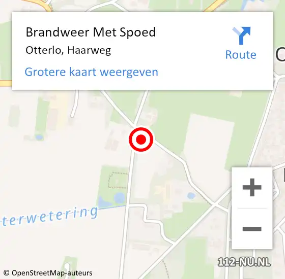 Locatie op kaart van de 112 melding: Brandweer Met Spoed Naar Otterlo, Haarweg op 2 november 2023 15:25