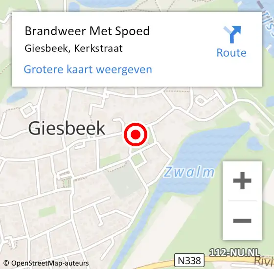 Locatie op kaart van de 112 melding: Brandweer Met Spoed Naar Giesbeek, Kerkstraat op 2 november 2023 15:29