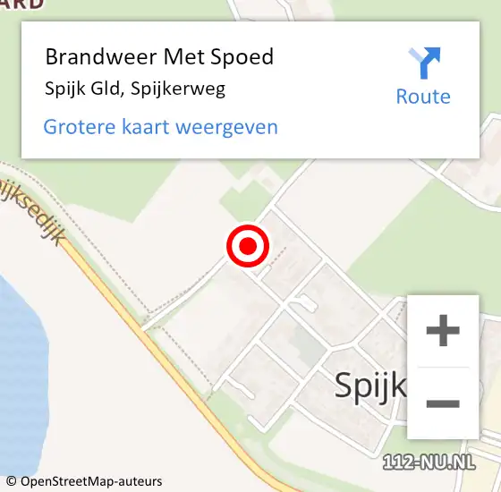 Locatie op kaart van de 112 melding: Brandweer Met Spoed Naar Spijk Gld, Spijkerweg op 2 november 2023 15:29