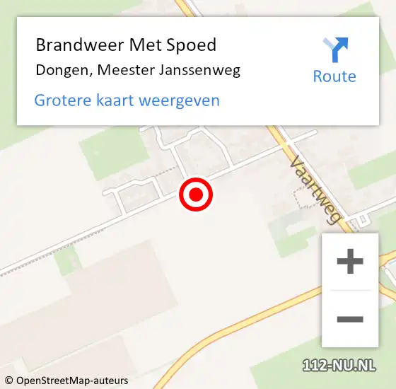 Locatie op kaart van de 112 melding: Brandweer Met Spoed Naar Dongen, Meester Janssenweg op 2 november 2023 15:33
