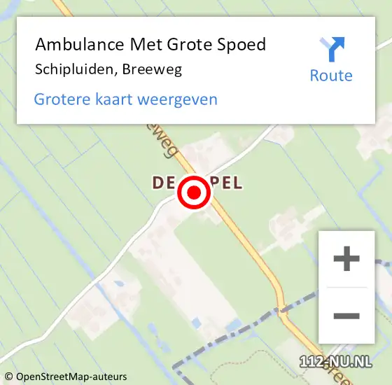 Locatie op kaart van de 112 melding: Ambulance Met Grote Spoed Naar Schipluiden, Breeweg op 13 september 2014 18:33