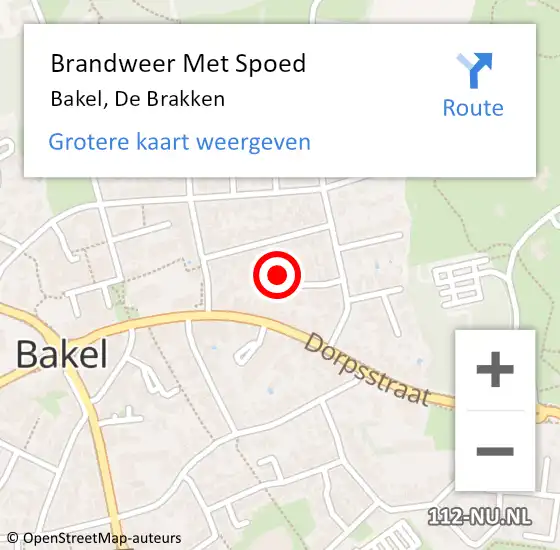 Locatie op kaart van de 112 melding: Brandweer Met Spoed Naar Bakel, De Brakken op 2 november 2023 15:42