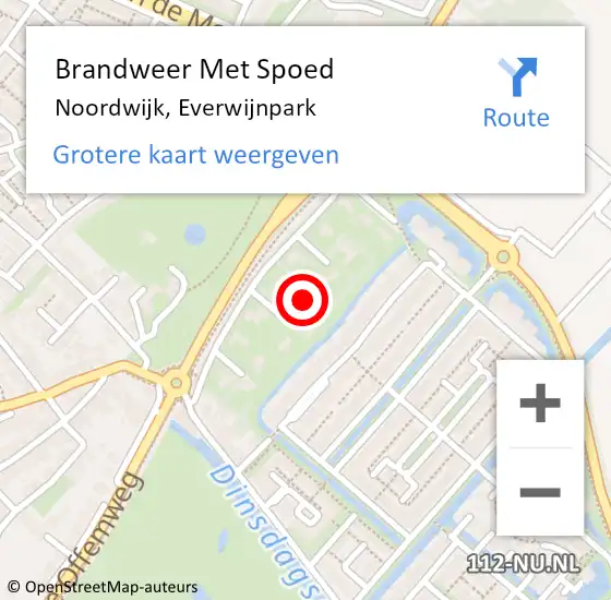 Locatie op kaart van de 112 melding: Brandweer Met Spoed Naar Noordwijk, Everwijnpark op 2 november 2023 15:43