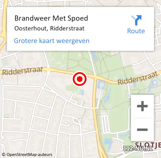 Locatie op kaart van de 112 melding: Brandweer Met Spoed Naar Oosterhout, Ridderstraat op 2 november 2023 15:43