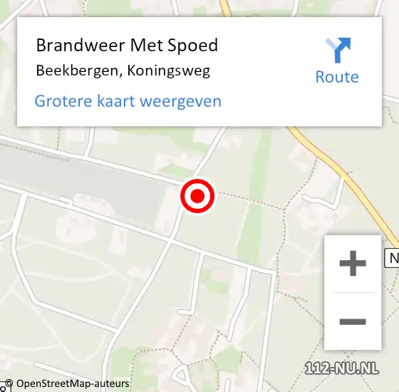 Locatie op kaart van de 112 melding: Brandweer Met Spoed Naar Beekbergen, Koningsweg op 2 november 2023 15:45