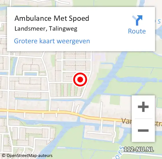 Locatie op kaart van de 112 melding: Ambulance Met Spoed Naar Landsmeer, Talingweg op 2 november 2023 15:48