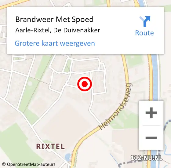 Locatie op kaart van de 112 melding: Brandweer Met Spoed Naar Aarle-Rixtel, De Duivenakker op 2 november 2023 15:48