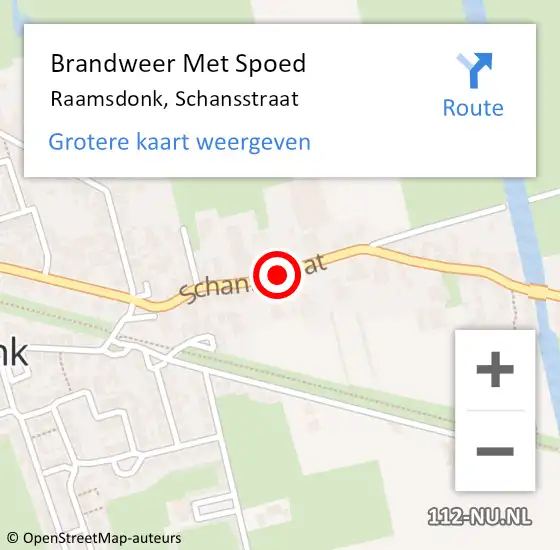 Locatie op kaart van de 112 melding: Brandweer Met Spoed Naar Raamsdonk, Schansstraat op 2 november 2023 15:53