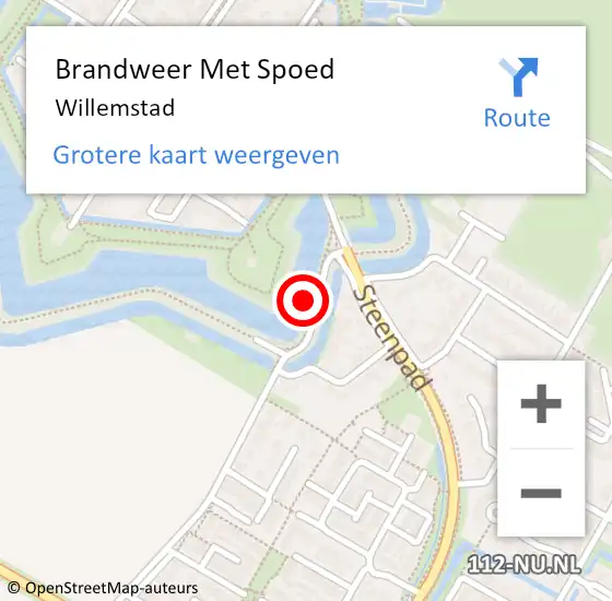 Locatie op kaart van de 112 melding: Brandweer Met Spoed Naar Willemstad op 2 november 2023 15:56