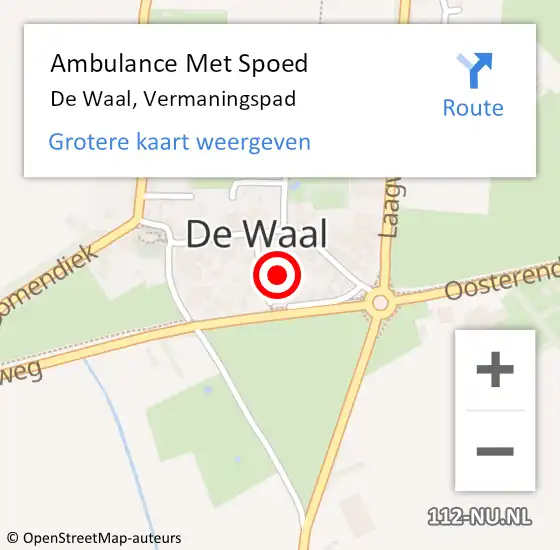 Locatie op kaart van de 112 melding: Ambulance Met Spoed Naar De Waal, Vermaningspad op 2 november 2023 15:59