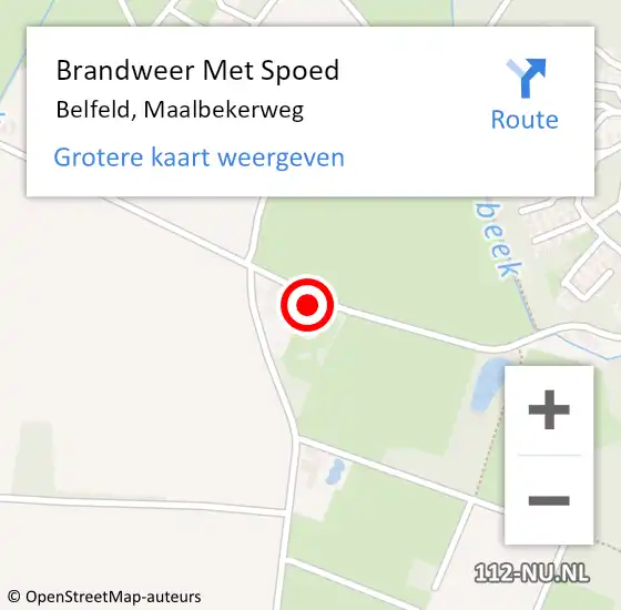 Locatie op kaart van de 112 melding: Brandweer Met Spoed Naar Belfeld, Maalbekerweg op 2 november 2023 16:02
