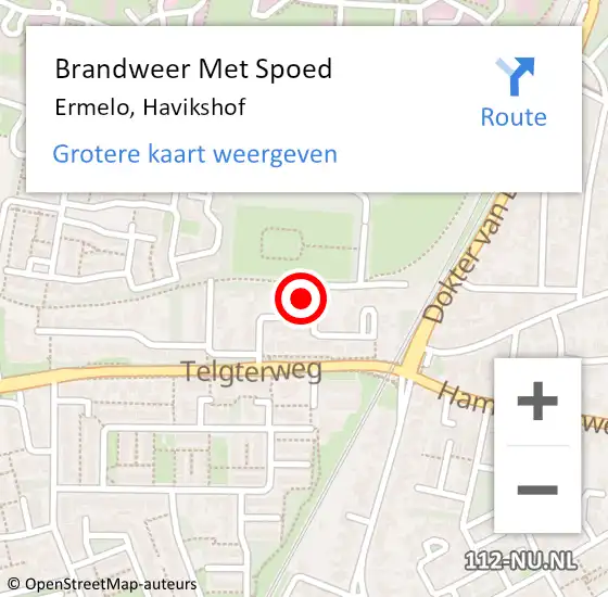 Locatie op kaart van de 112 melding: Brandweer Met Spoed Naar Ermelo, Havikshof op 2 november 2023 16:03