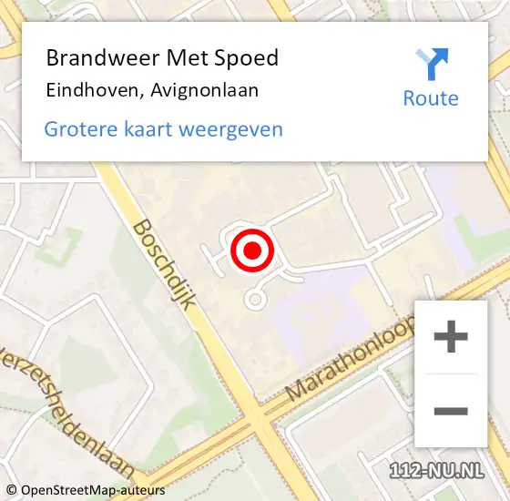 Locatie op kaart van de 112 melding: Brandweer Met Spoed Naar Eindhoven, Avignonlaan op 2 november 2023 16:09