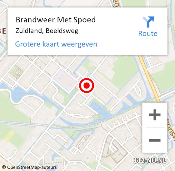 Locatie op kaart van de 112 melding: Brandweer Met Spoed Naar Zuidland, Beeldsweg op 2 november 2023 16:09