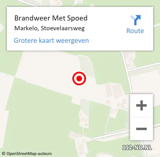 Locatie op kaart van de 112 melding: Brandweer Met Spoed Naar Markelo, Stoevelaarsweg op 2 november 2023 16:11