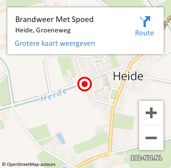 Locatie op kaart van de 112 melding: Brandweer Met Spoed Naar Heide, Groeneweg op 2 november 2023 16:14