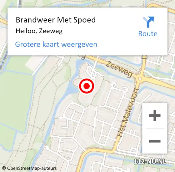 Locatie op kaart van de 112 melding: Brandweer Met Spoed Naar Heiloo, Zeeweg op 13 september 2014 18:45