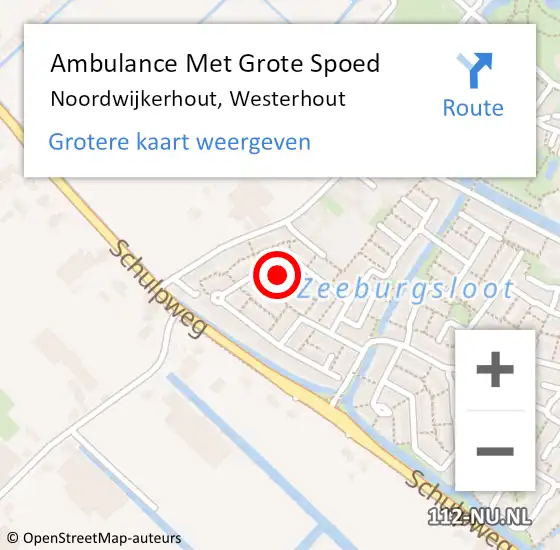 Locatie op kaart van de 112 melding: Ambulance Met Grote Spoed Naar Noordwijkerhout, Westerhout op 2 november 2023 16:15