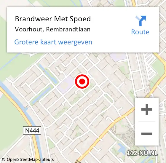 Locatie op kaart van de 112 melding: Brandweer Met Spoed Naar Voorhout, Rembrandtlaan op 2 november 2023 16:18